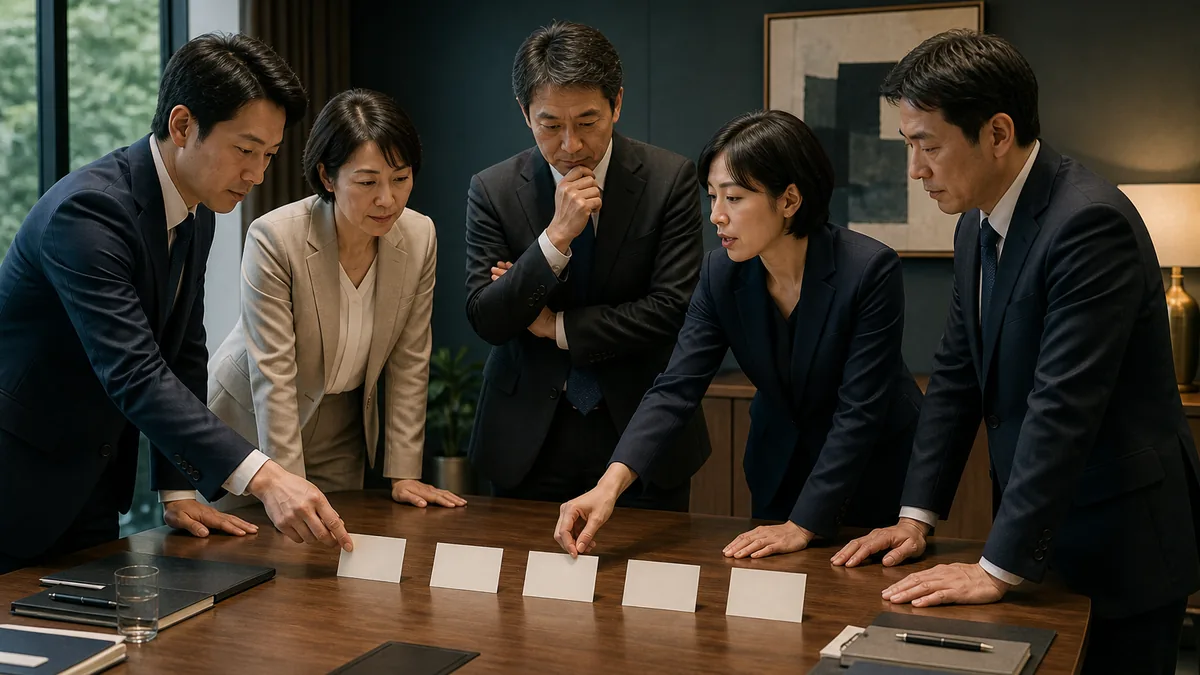 M&Aの開示はいつ誰に｜従業員・取引先へ伝える順序について、契約・財務・業務資料を確認する経営者と担当者